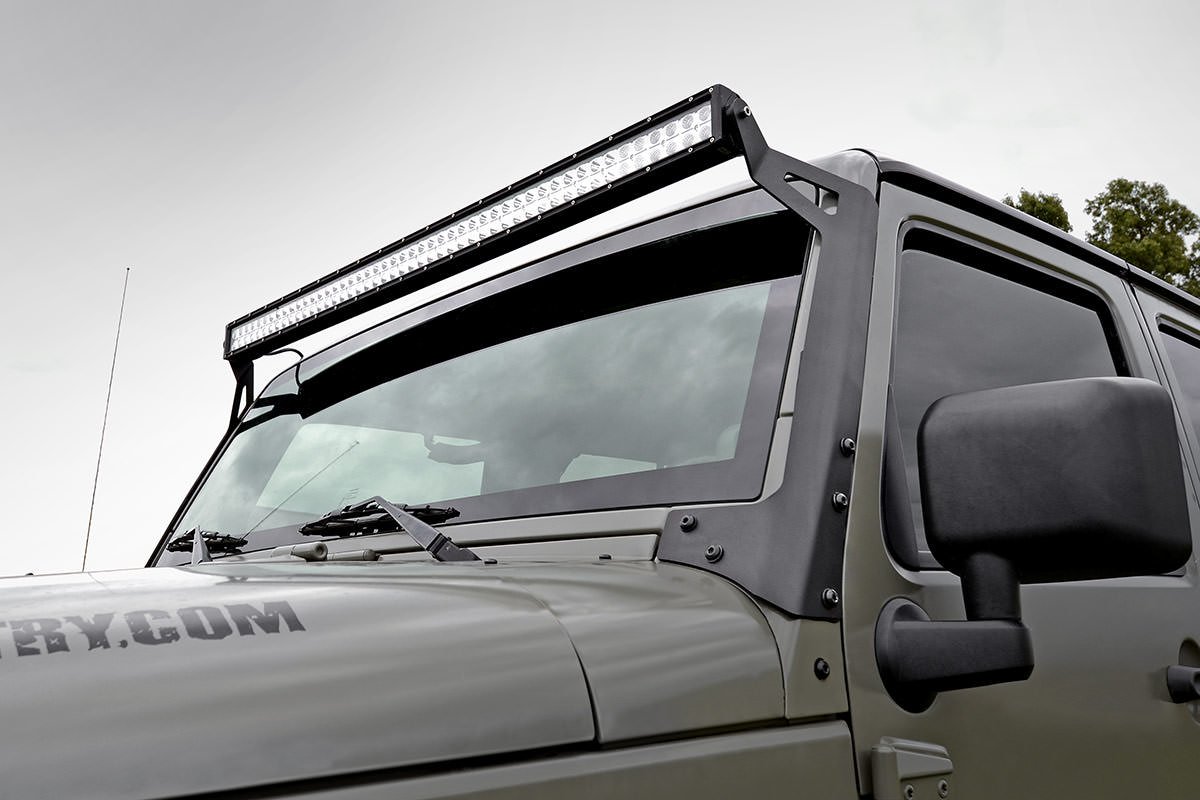 Rough Country LED Light Mounts Upper Windshield 50 Jeep Wrangler JK Wrangler Unlimited (07-18)