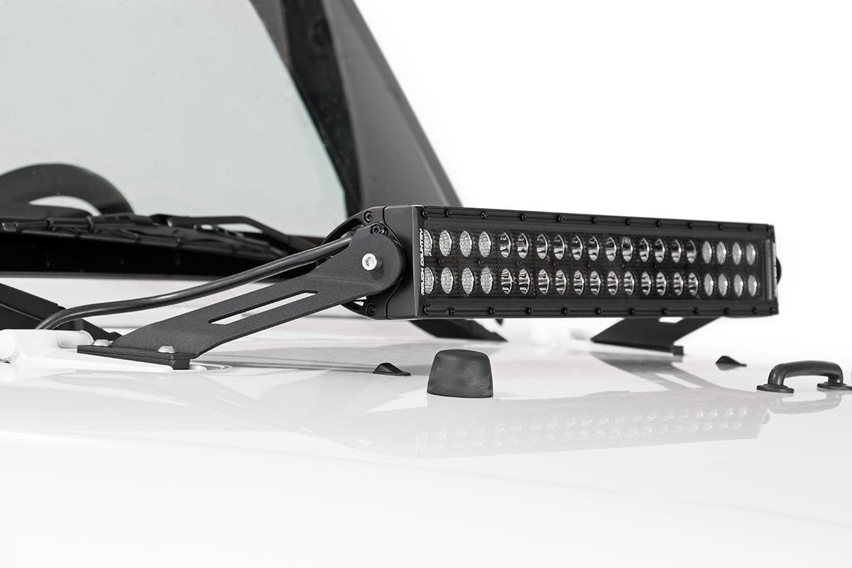 Rough Country LED Light Mount Hood 20 Jeep Wrangler JK Wrangler Unlimited (07-18)