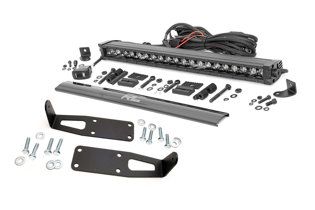 Rough Country LED Light Kit Bumper Mount 20 Black Single Row White DRL Ram 2500 (03-18) 3500 (03-18)