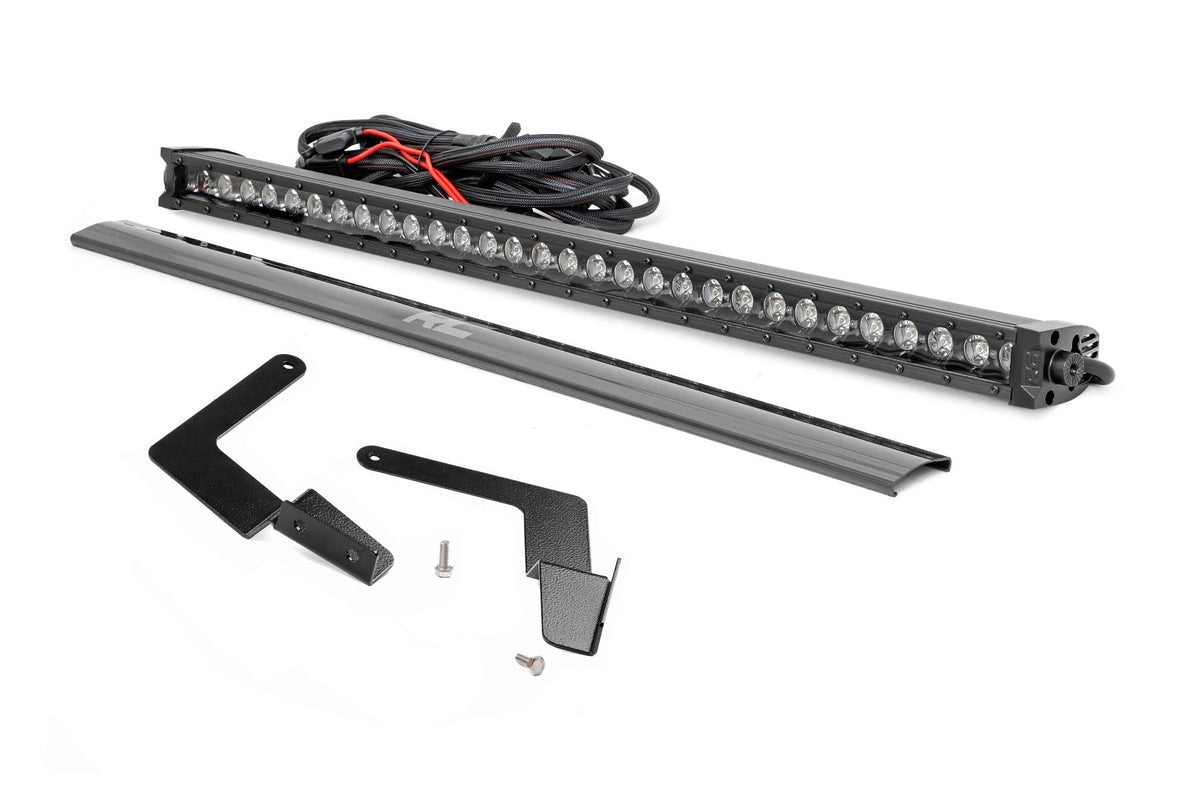 Rough Country LED Light Kit Lower Grille Mount 30 Black Single Row White DRL Toyota Tacoma (16-23)