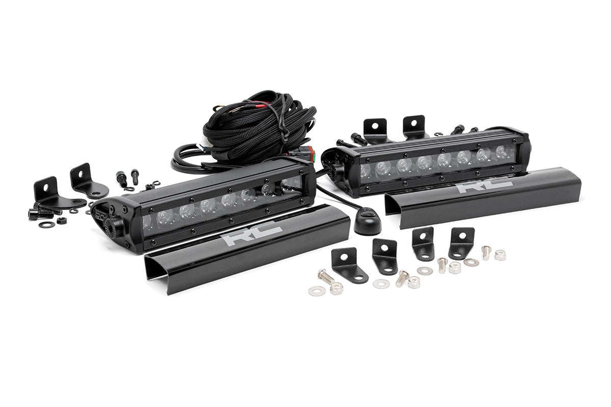 Rough Country LED Light Kit Grille Mount 8 Black Pair Ford F-250 Super Duty (17-19)
