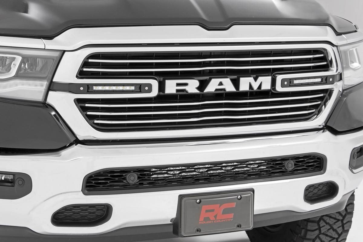 Rough Country Dual 6in LED Grille Kit Chrome Slimline Ram 1500 2WD 4WD (2019-2024)