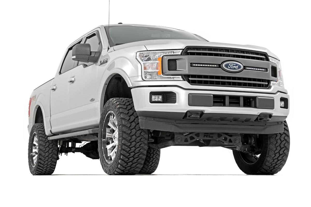 Rough Country LED Light Kit Grille Mount 10 Chrome Slimline Pair Ford F-150 (18-20)