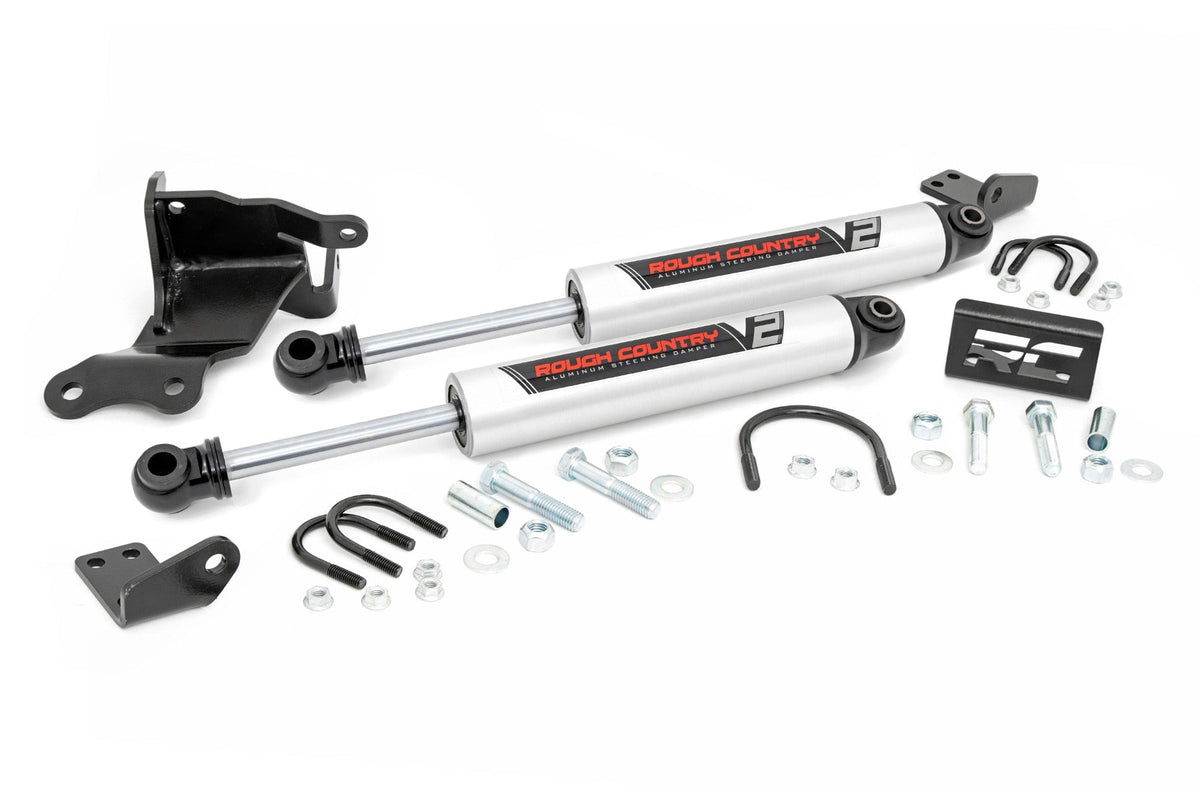 Rough Country V2 Dual Steering Stabilizer Kit - Jeep Gladiator JT / Wrangler JL (2018+, 2.5-8in Lift)