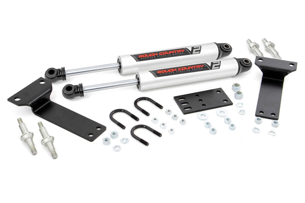 Rough Country V2 Steering Stabilizer Dual 2-8 Inch Lift Ford Excursion (00-05) Super Duty (99-04)