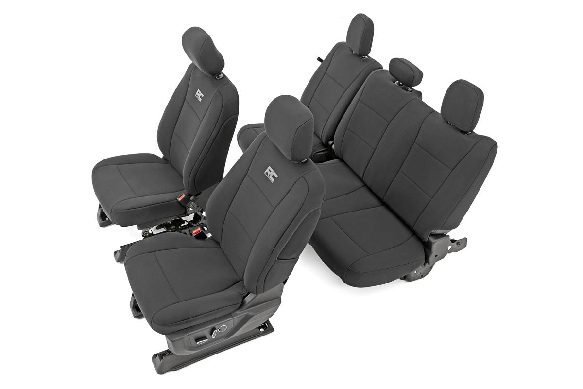 Rough Country Seat Covers FR Bucket and RR Bench Ford F-150 Lightning F-250 F-350 15-26