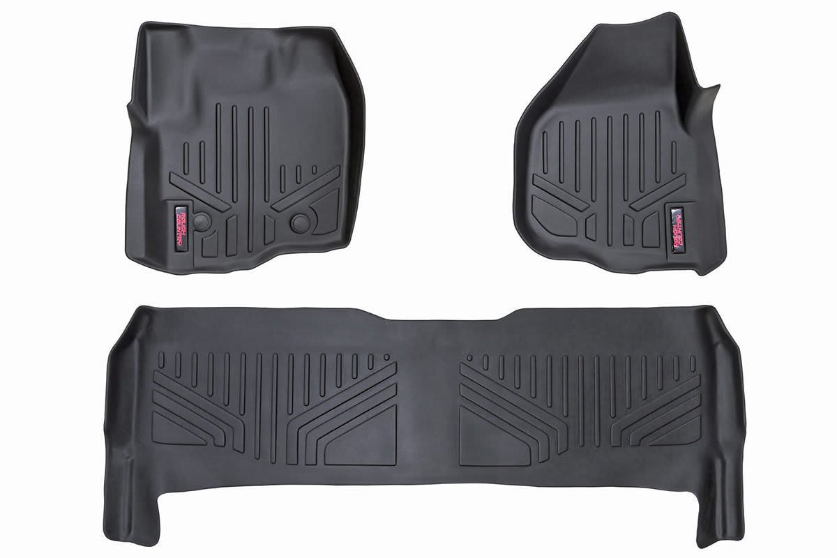 Rough Country Floor Mats FR RR Raised FR Pedal Ford F-250 F-350 Super Duty (12-16)