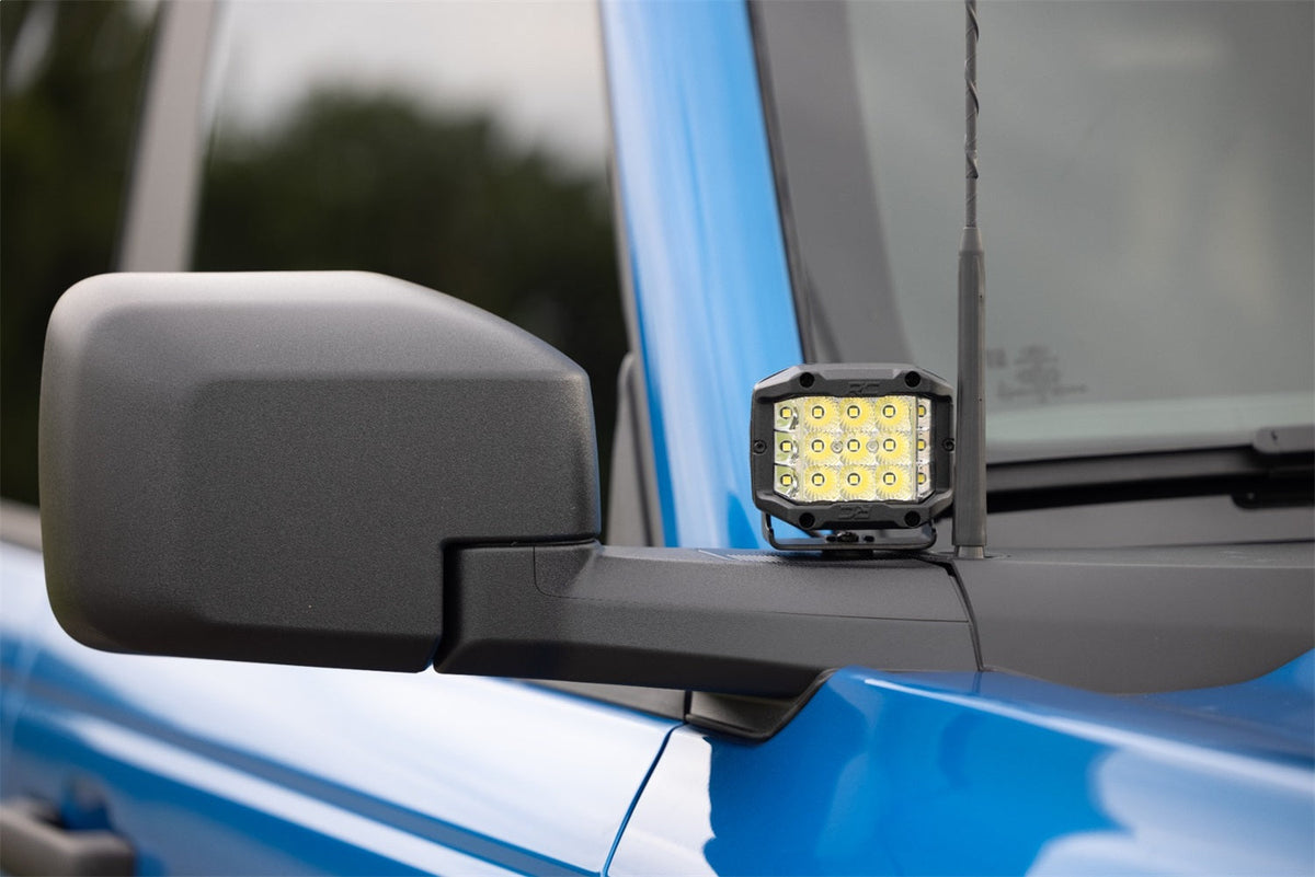 Rough Country LED Light Kit Ditch Mount 2 Black Pair Spot Pattern Ford Bronco (21-26)