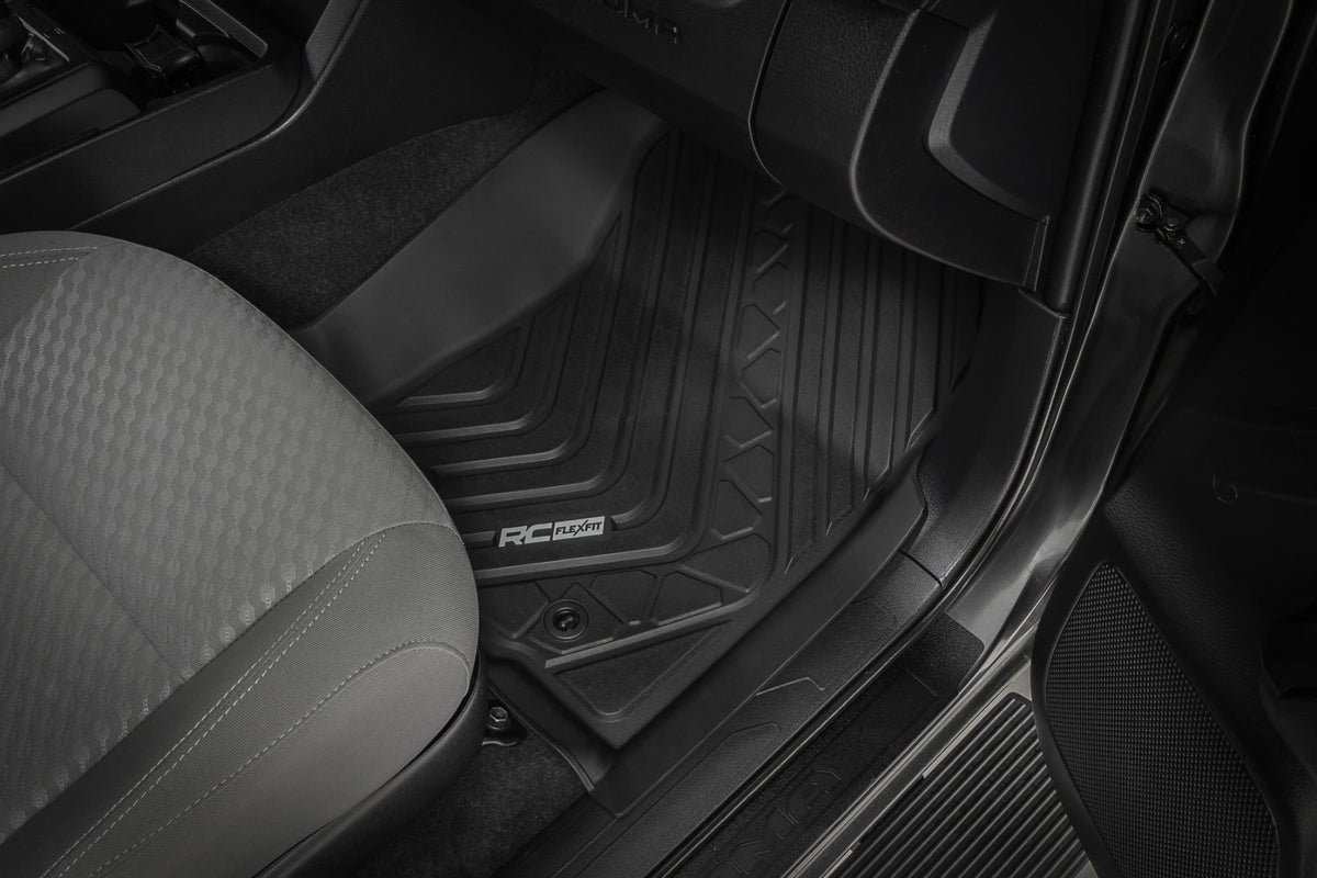 Rough Country Flex-Fit Floor Mats Front and Rear Toyota Tacoma 2WD 4WD (2016-2023)