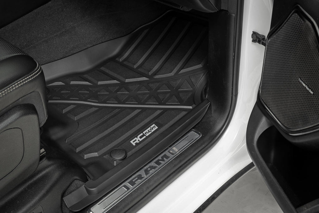 Rough Country Flex-Fit Floor Mats Front Crew Ram 1500 (19-24) 1500 TRX (21-24)