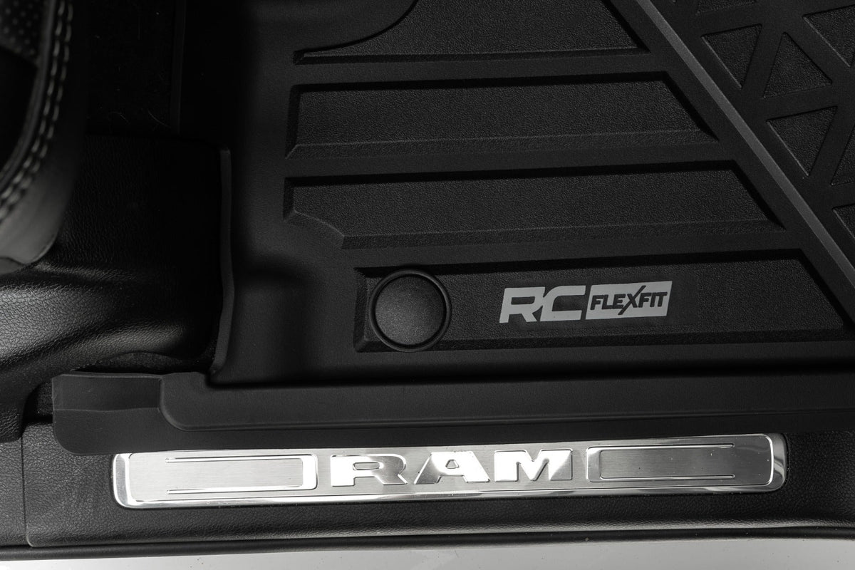 Rough Country Flex-Fit Floor Mats Front Crew Ram 1500 (19-24) 1500 TRX (21-24)