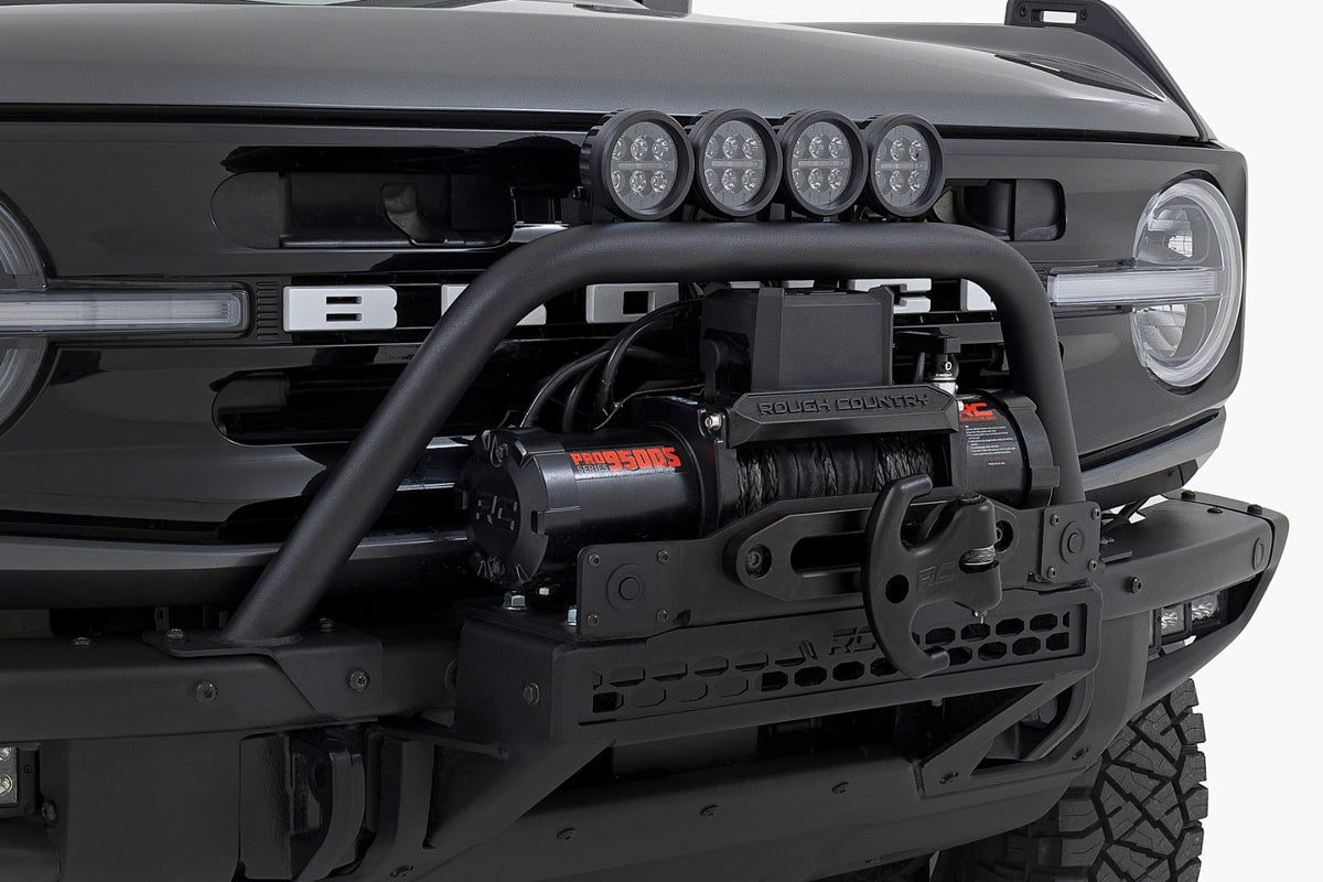 Rough Country Safari Bar 3.5 Round LED (Pair) Black Amber DRL OE Modular Steel Ford Bronco (21-26)