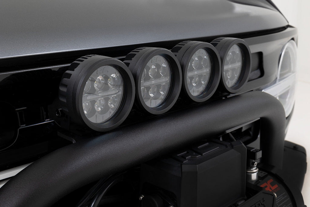 Rough Country Safari Bar 3.5 Round LED (Pair) Black Amber DRL OE Modular Steel Ford Bronco (21-26)