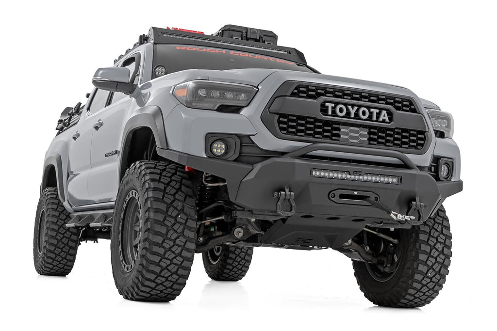 Rough Country LED Fog Light Kit 3.5 Inch Round Black Series Amber DRL Toyota Tacoma (16-23)