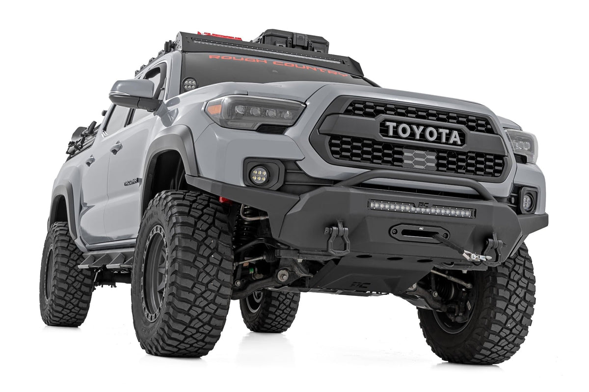 Rough Country LED Fog Light Kit 3.5 Inch Round Black Series Amber DRL Toyota Tacoma (16-23)