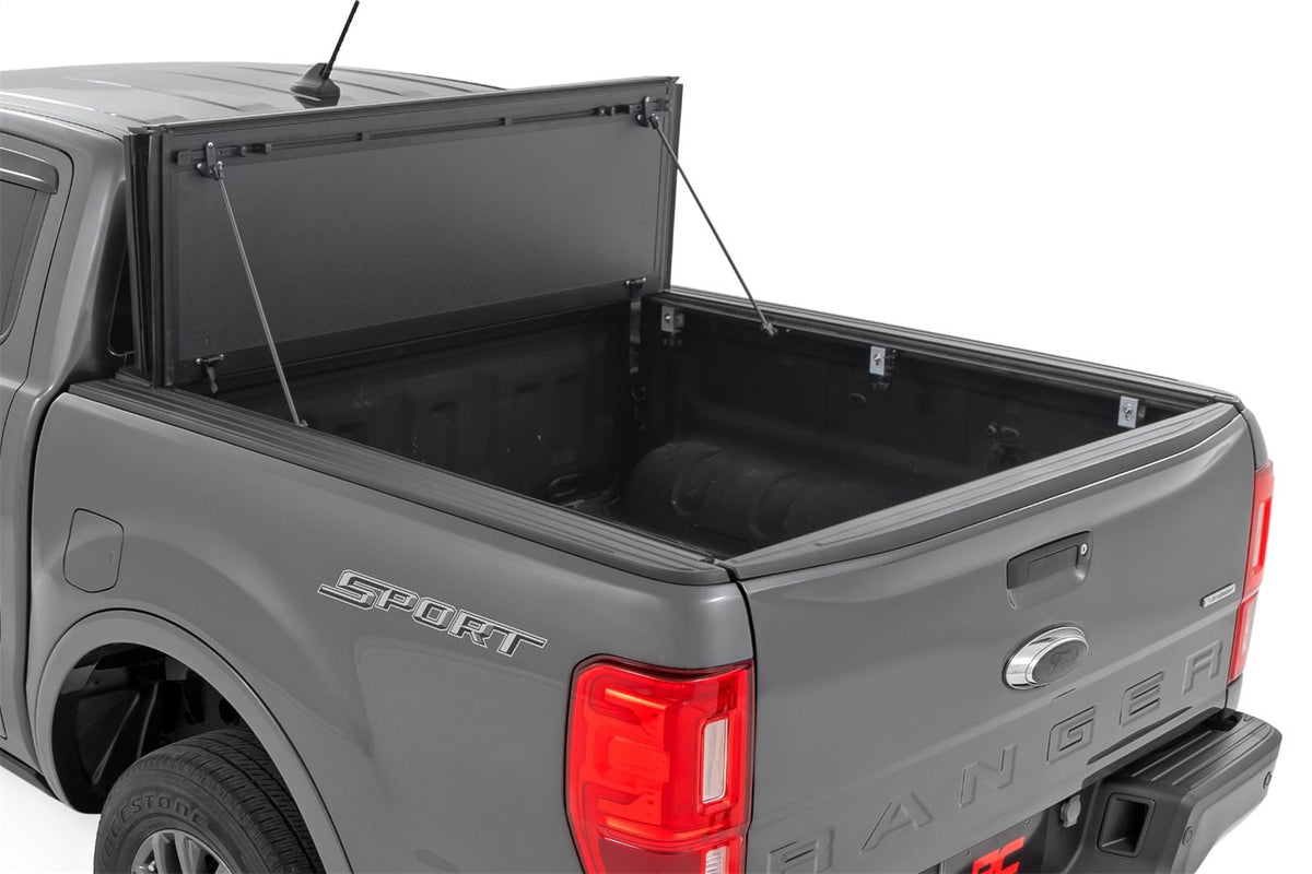 Rough Country Hard Tri-Fold Flip Up Bed Cover 5 ft Bed Ford Ranger 2WD 4WD 2019-2023