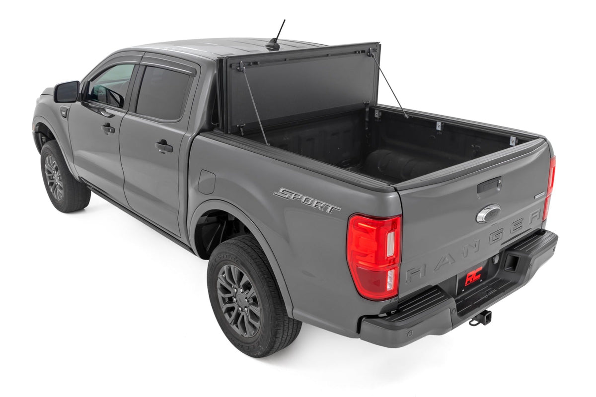 Rough Country Hard Tri-Fold Flip Up Bed Cover 5 ft Bed Ford Ranger 2WD 4WD 2019-2023