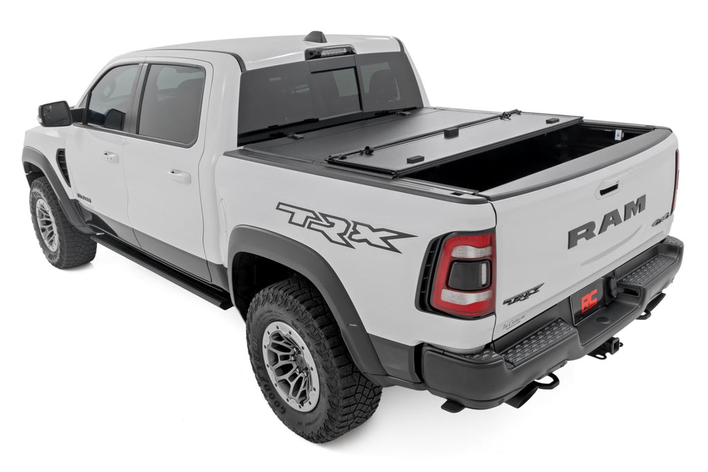 Rough Country Hard Tri-Fold Flip Up Bed Cover 6 ft4 Inch Ram 1500 19-26 1500 TRX 21-24