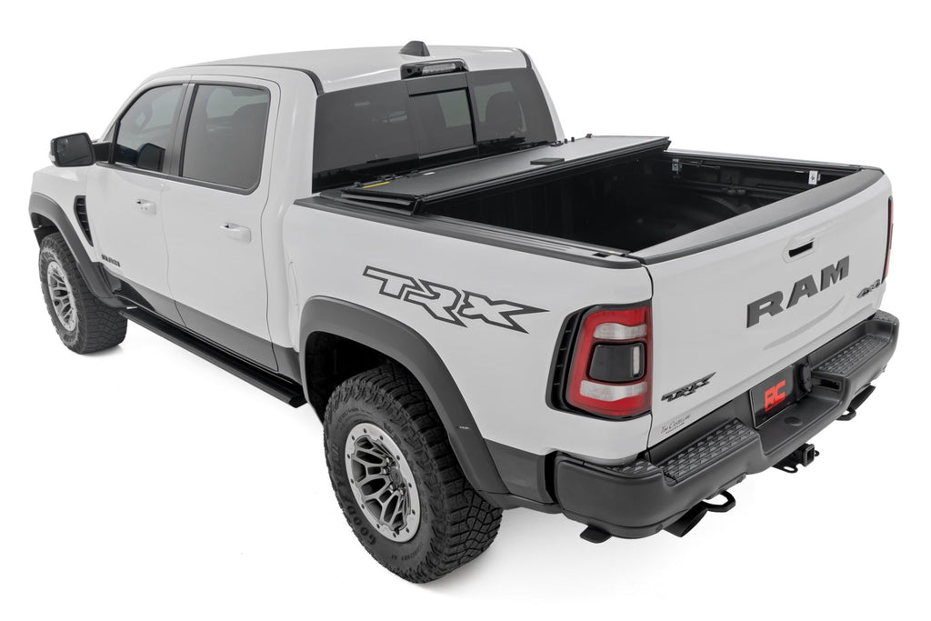 Rough Country Hard Tri-Fold Flip Up Bed Cover 6 ft4 Inch Ram 1500 19-26 1500 TRX 21-24