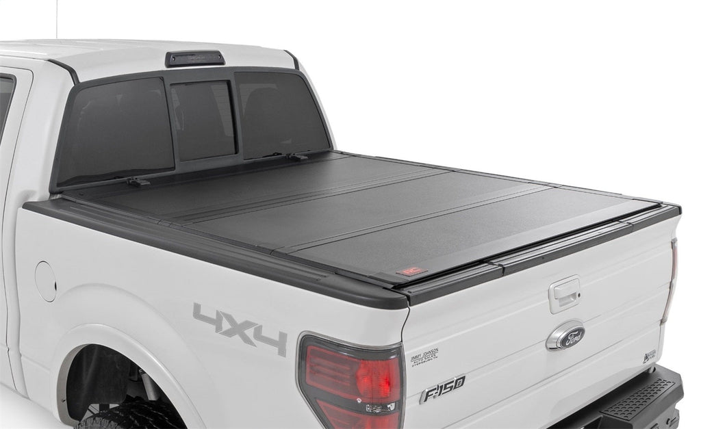 Rough Country Hard Tri-Fold Flip Up Bed Cover 5 ft7 Inch Bed Ford F-150 2WD 4WD 2004-2014