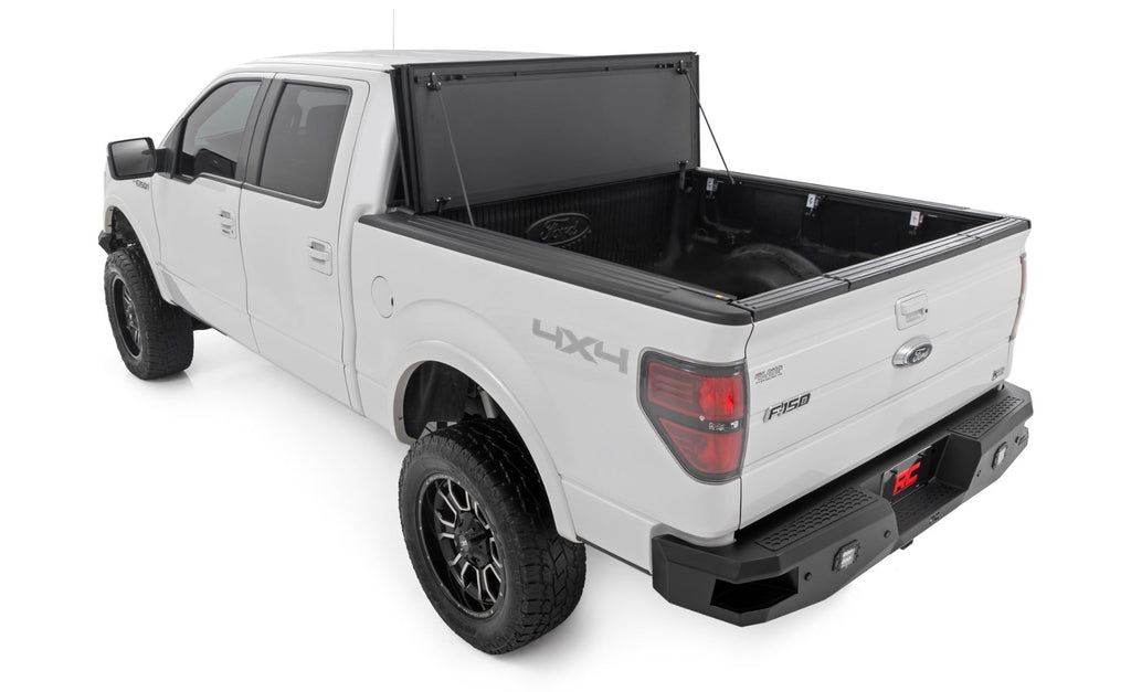 Rough Country Hard Tri-Fold Flip Up Bed Cover 5 ft7 Inch Bed Ford F-150 2WD 4WD 2004-2014