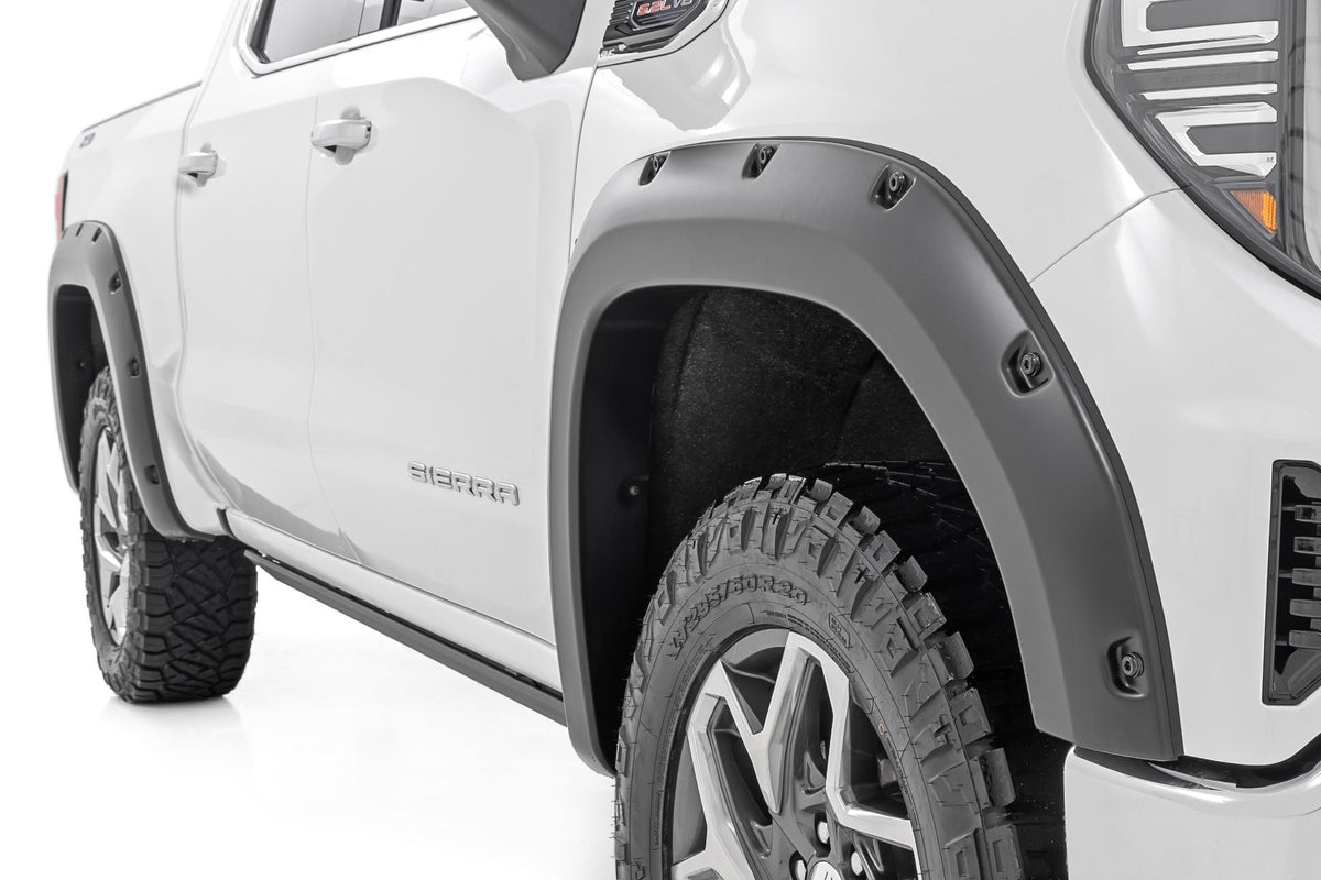 Rough Country Pocket Fender Flares G6M Titanium Rush GMC Sierra 1500 2WD 4WD (19-26)