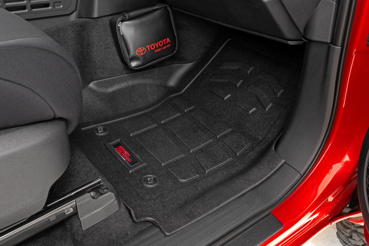Rough Country Sure-Fit Floor Mats Front Rear Double Cab Toyota Tacoma (24-26)