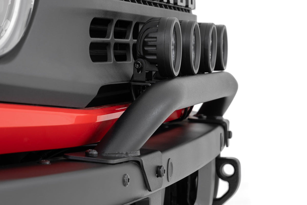 Rough Country Light Bar Mount 3.5 Round LED (Quad) Black Amber DRL OE Modular Steel Ford Bronco (21-24)