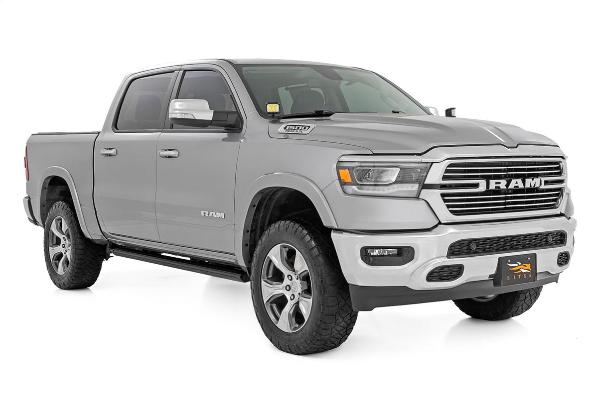 Rough Country LED Light Kit Ditch Mount 2 Black Pair Spot Ram 1500 2WD 4WD (19-26)