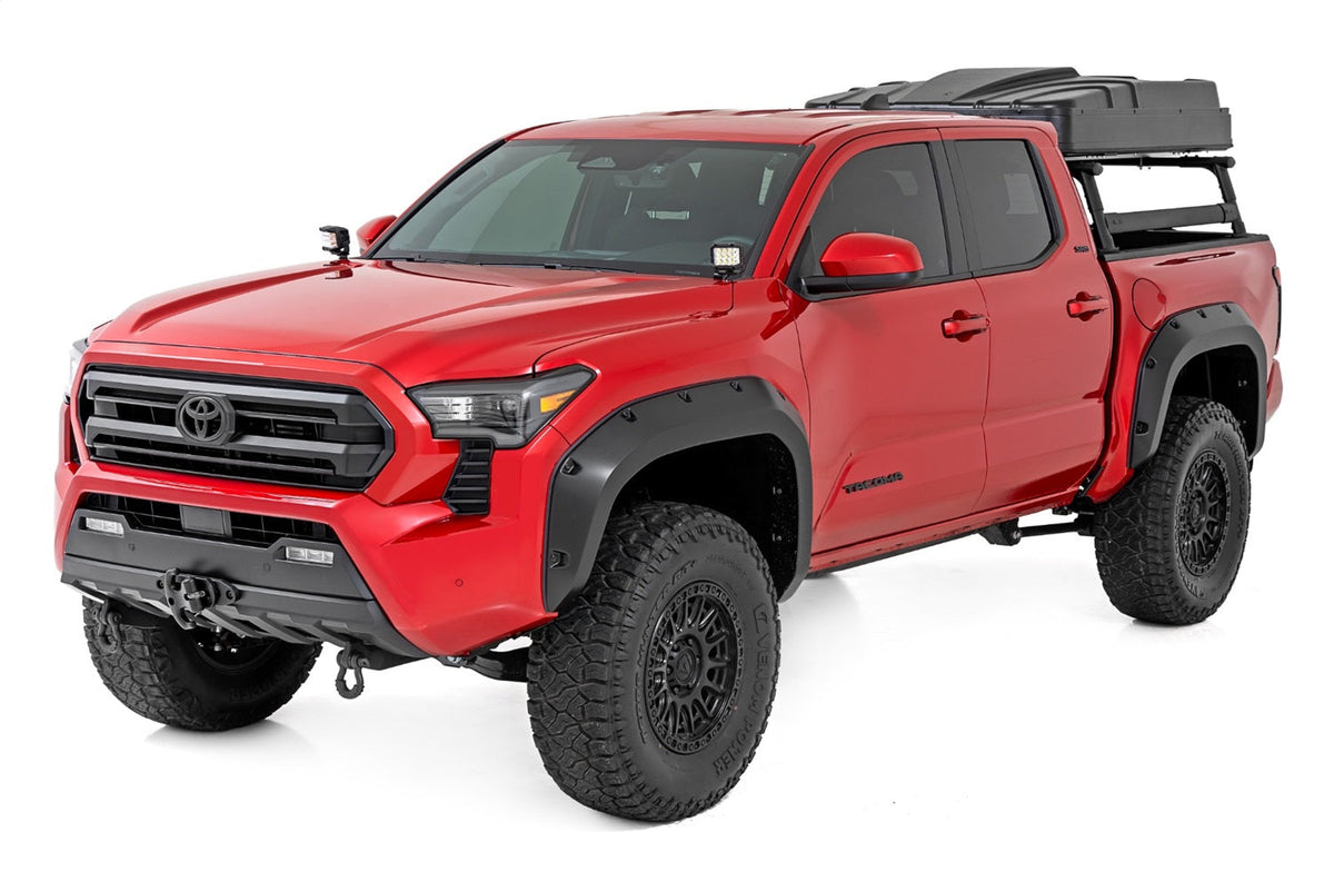 Rough Country LED Light Kit Ditch Mount 2 Black Pair Flood Toyota Tacoma (24-26)