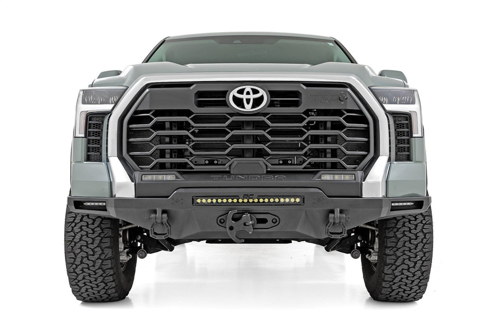 Rough Country Hybrid Front Bumper 12000S Blk LED w Amber DRL Toyota Tundra (22-26)