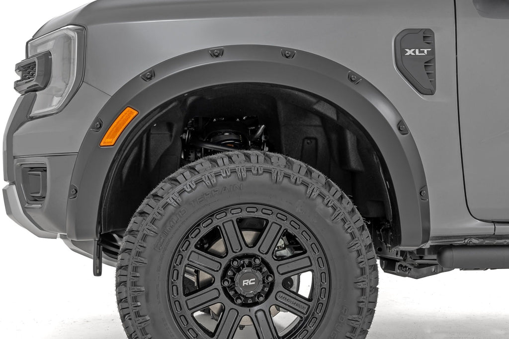 Rough Country Pocket Fender Flares JS Iconic Silver Ford Ranger 2WD 4WD (2024-2026)