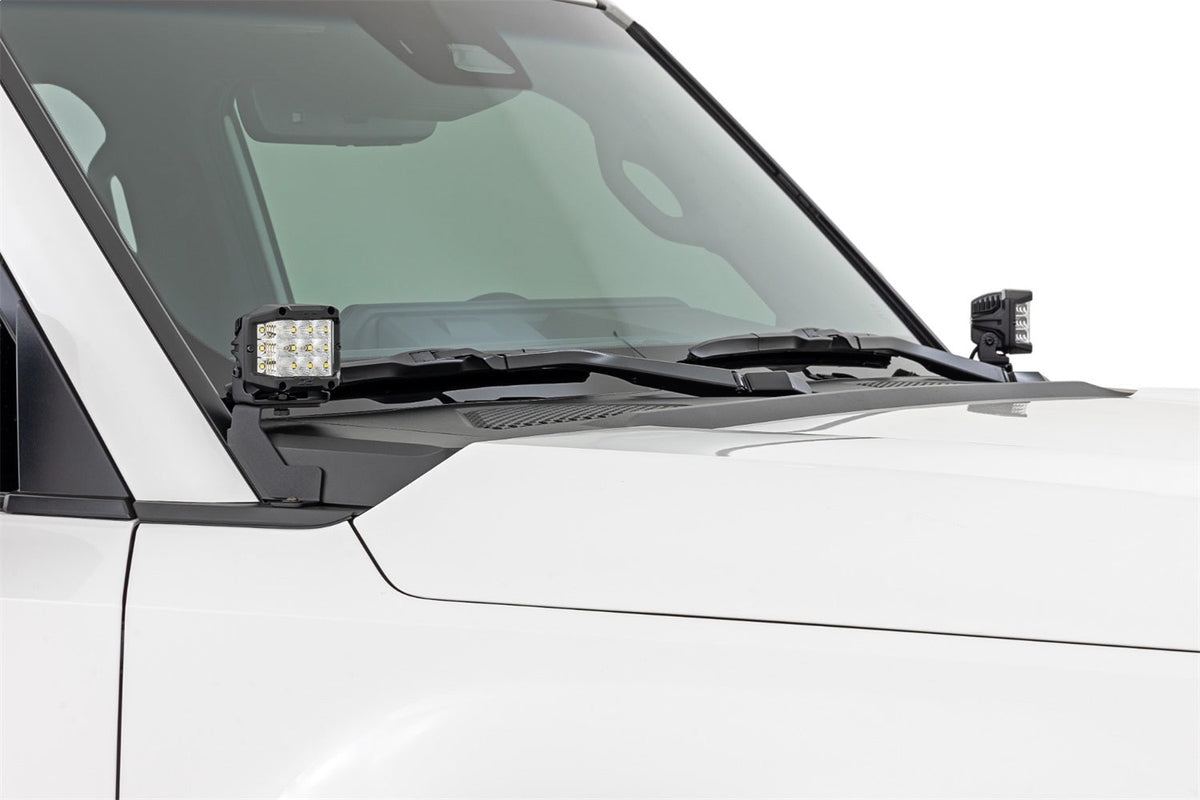 Rough Country LED Light Kit Ditch Mount 2 Black Pair Flood Toyota Land Cruiser (24-26)