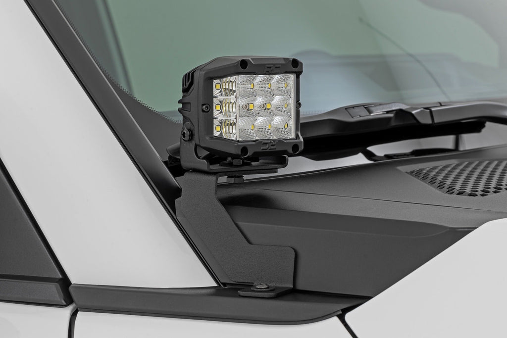 Rough Country LED Light Kit Ditch Mount 2 Black Pair Flood Toyota Land Cruiser (24-26)