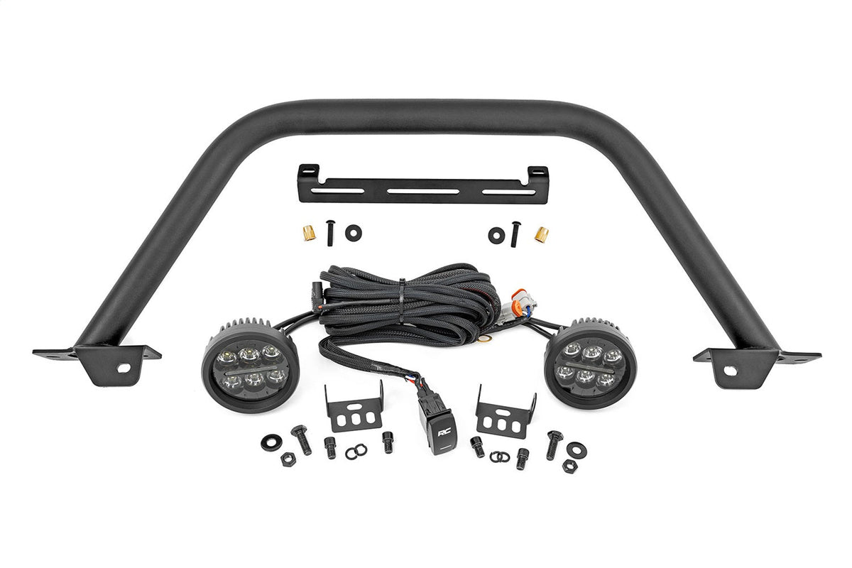 Rough Country Safari Bar 3.5 Round LED (Pair) Black Amber DRL OE Modular Steel Ford Bronco (21-26)