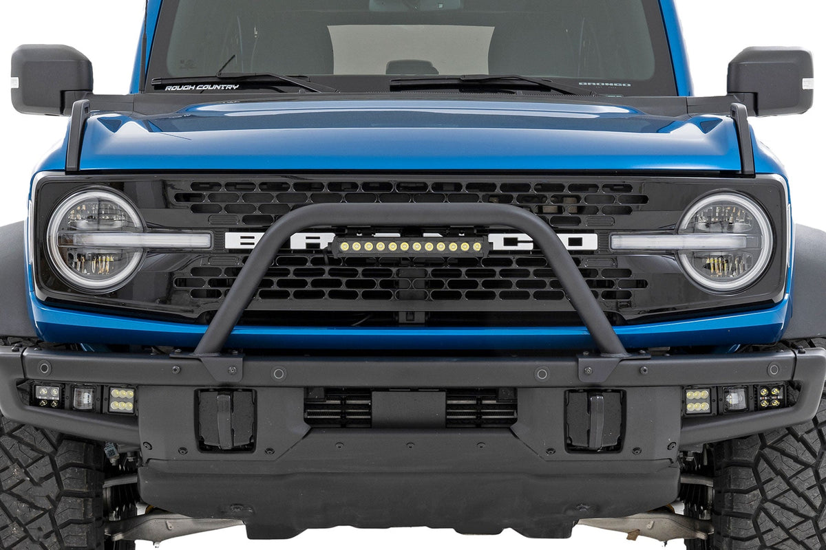 Rough Country Safari Bar 12 LED Light Bar Black Single Row OE Modular Steel Ford Bronco (21-26)