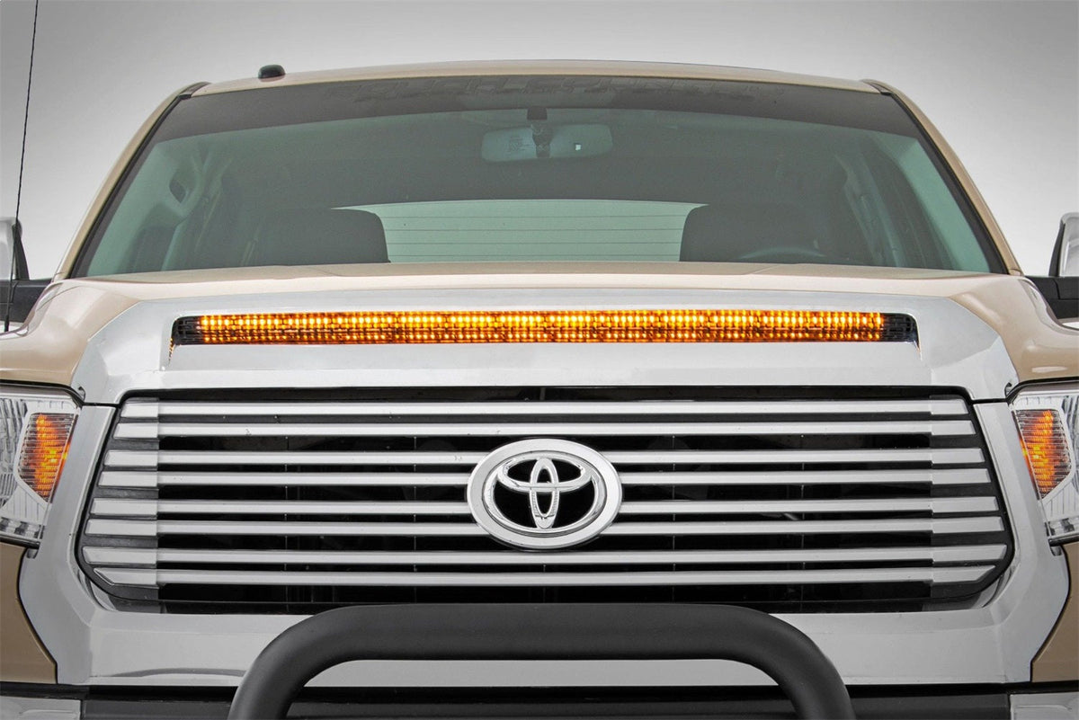 Rough Country LED Light Kit Hood Bulge 40 White Amber Strip Toyota Tundra (14-21)