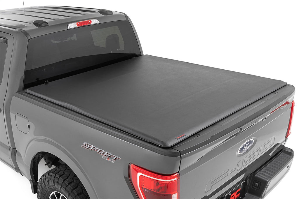 Rough Country Soft Roll Up Bed Cover 6 ft7 Inch Bed Ford F-150 F-150 Lightning Raptor 15-26