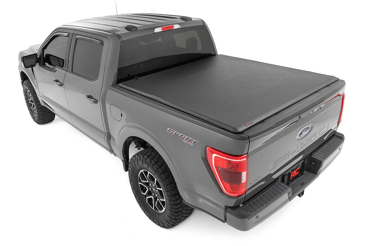 Rough Country Soft Roll Up Bed Cover 6 ft7 Inch Bed Ford F-150 F-150 Lightning Raptor 15-26