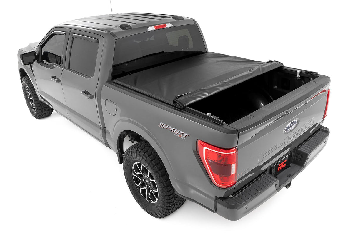 Rough Country Soft Roll Up Bed Cover 6 ft7 Inch Bed Ford F-150 F-150 Lightning Raptor 15-26