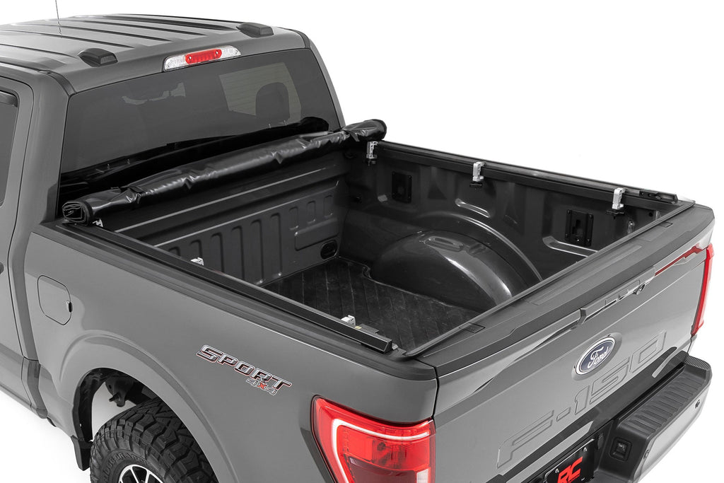 Rough Country Soft Roll Up Bed Cover 6 ft7 Inch Bed Ford F-150 F-150 Lightning Raptor 15-26
