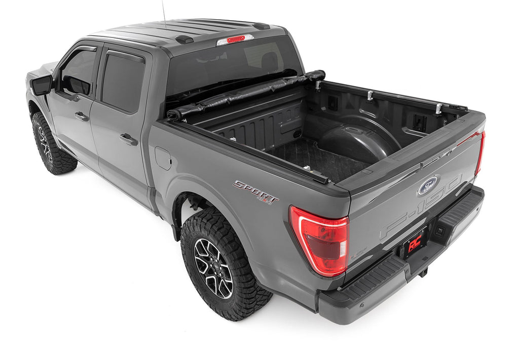 Rough Country Soft Roll Up Bed Cover 6 ft7 Inch Bed Ford F-150 F-150 Lightning Raptor 15-26