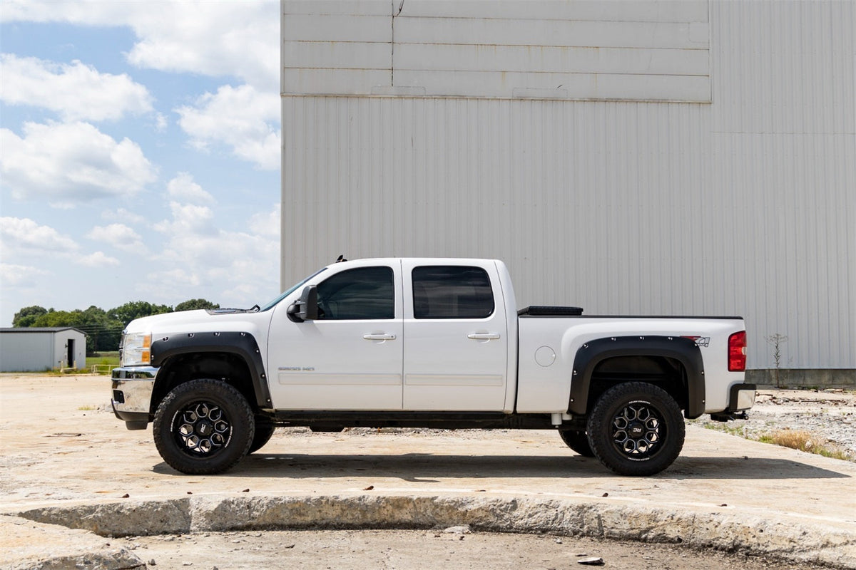 Rough Country Pocket Fender Flares 6 7 8 Bed 46 Stealth Gray Chevy Silverado 1500 2500HD 3500HD (07-14)