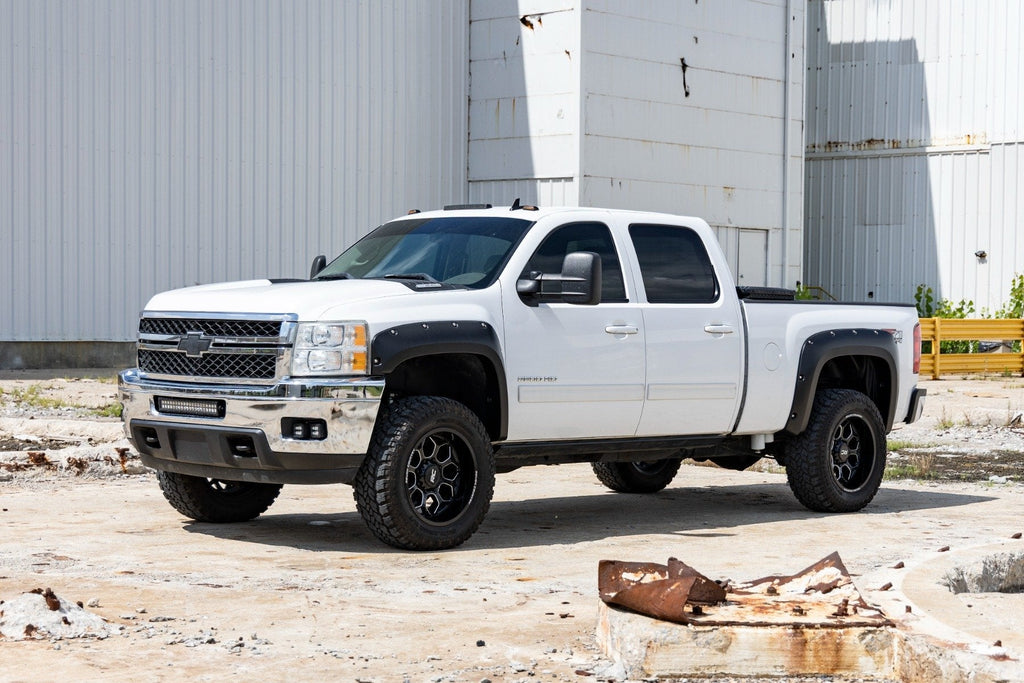 Rough Country Pocket Fender Flares 6 7 8 Bed 46 Stealth Gray Chevy Silverado 1500 2500HD 3500HD (07-14)