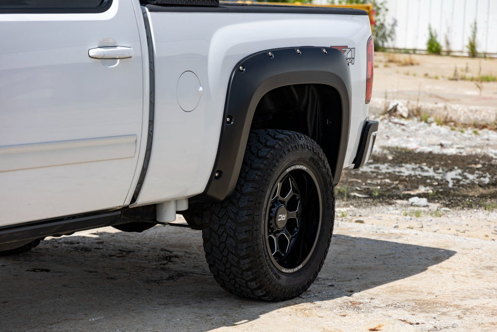 Rough Country Pocket Fender Flares 6 7 8 Bed 46 Stealth Gray Chevy Silverado 1500 2500HD 3500HD (07-14)
