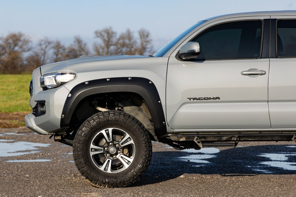 Rough Country Pocket Fender Flares 040 Super White Toyota Tacoma 2WD 4WD (2016-2023)
