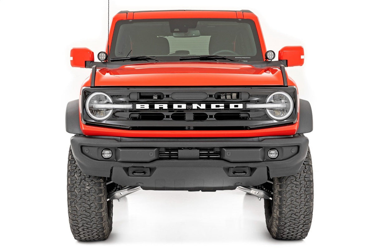 Rough Country LED Light Kit Ditch Mount 3.5 Black Round Pair Amber DRL Ford Bronco (21-26)