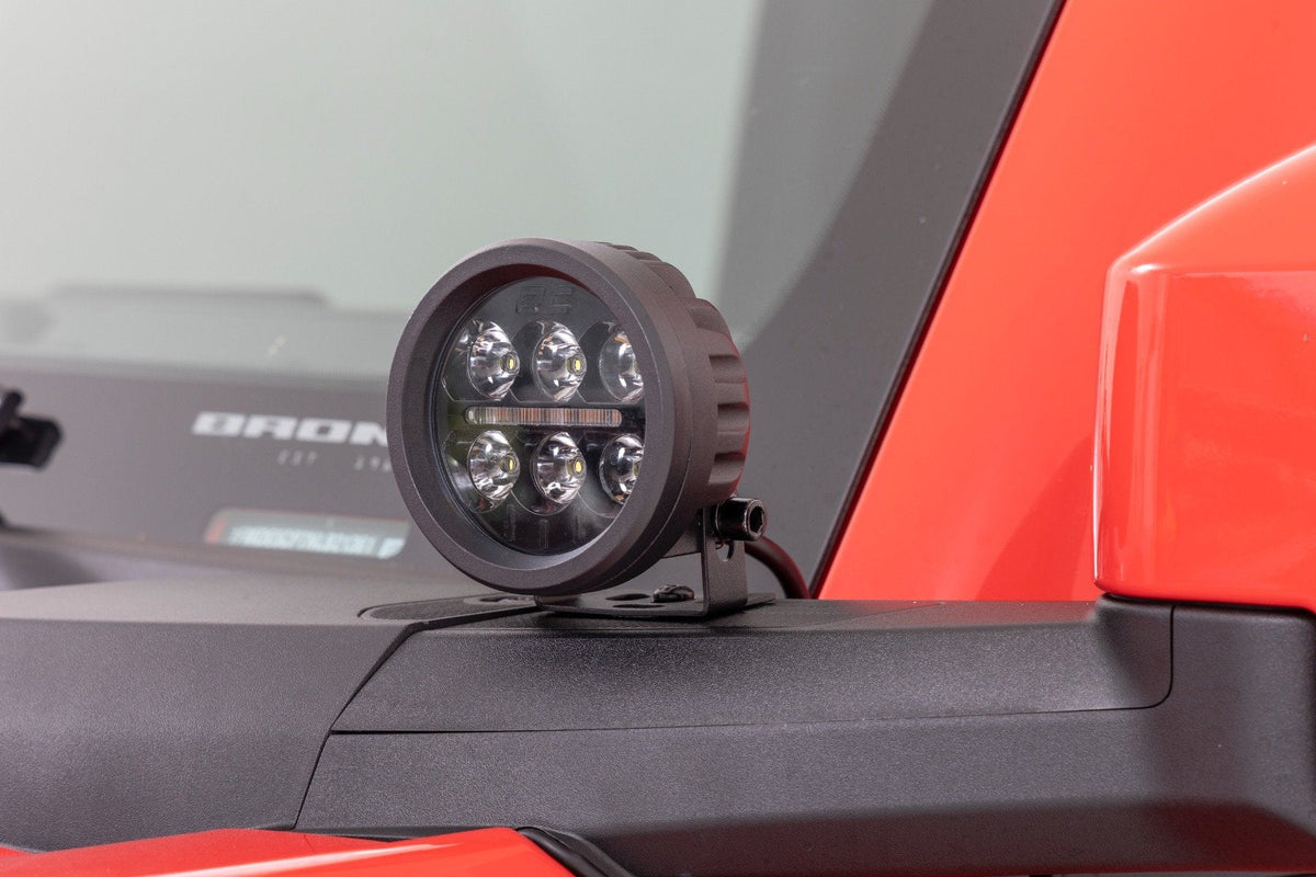 Rough Country LED Light Kit Ditch Mount 3.5 Black Round Pair Amber DRL Ford Bronco (21-26)
