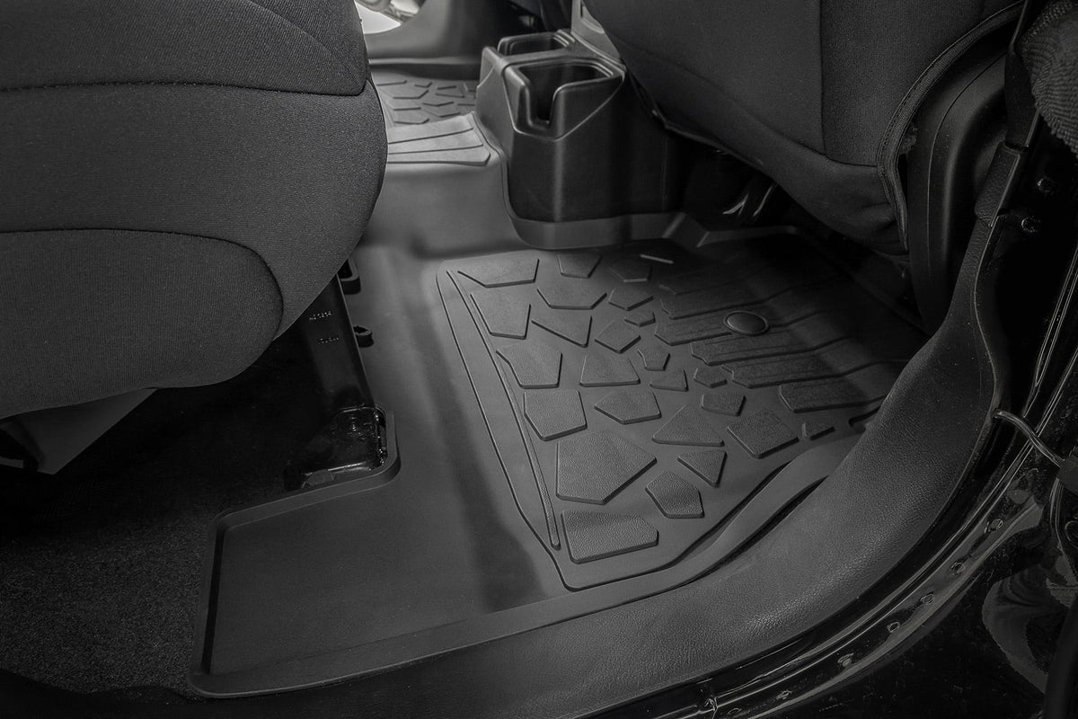 Rough Country Flex Fit Floor Mats FR RR 4 Door Jeep Wrangler Unlimited 4WD (18-26)