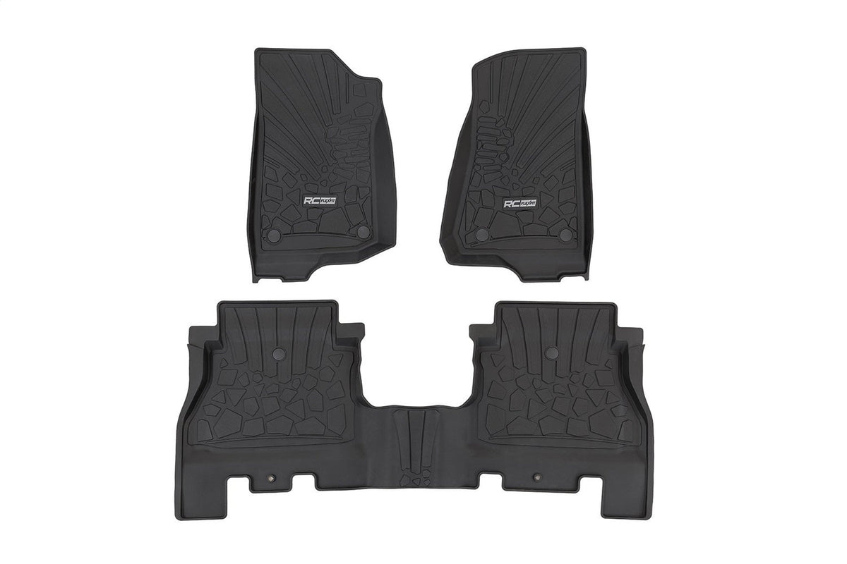 Rough Country Flex Fit Floor Mats FR RR 4 Door Jeep Wrangler Unlimited 4WD (18-26)